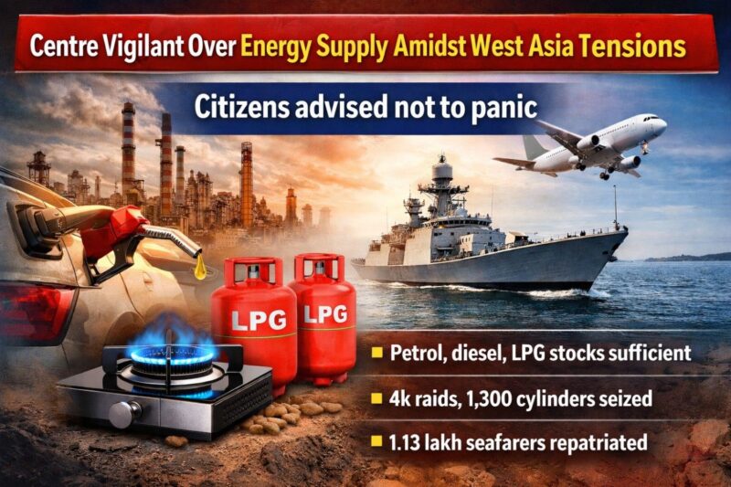 వెస్ట్ ఆసియా పరిస్థితుల మధ్య ఇంధన సరఫరాపై కేంద్రం అప్రమత్తం – ప్రజలు భయపడవద్దని సూచన